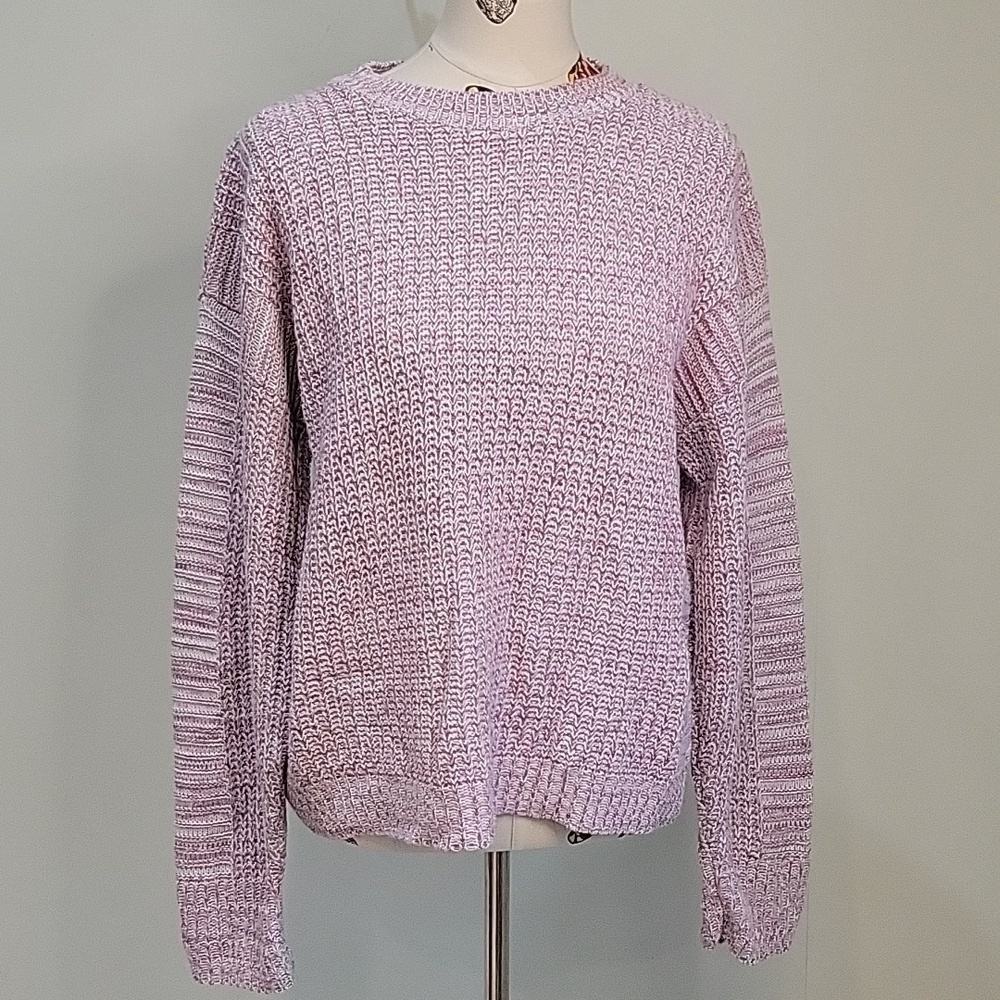 EDDIE BAUER purple & white knit sweater.  Size is Large.